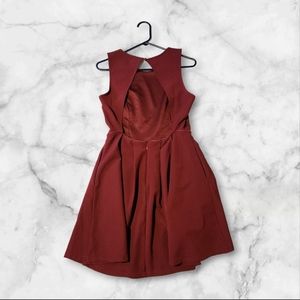 Lulus burgundy backless skater skirt dress size large